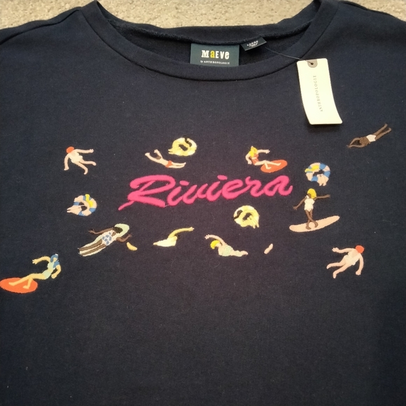 NWT Sz L Anthro Maeve Cropped French Terry Sweatshirt - Picture 6 of 8